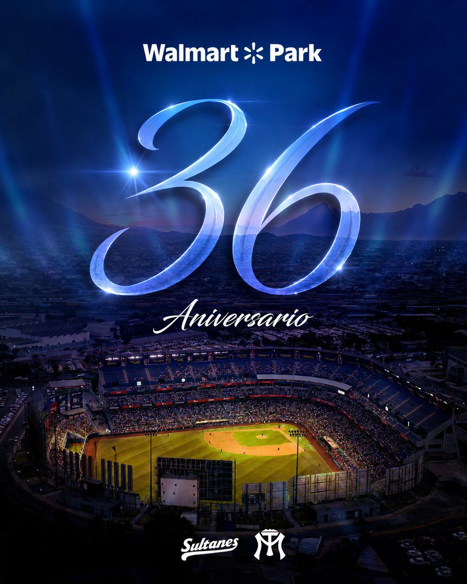 SultanesOficial's tweet photo. ¡Feliz aniversario a la casa Sultán! 🏟️

Hoy celebramos 36 años del Walmart Park, hogar de grandes historias y grandes hazañas! ❤️ https://t.co/Ras6p18WJ5