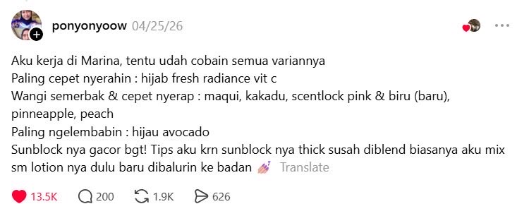 samchangrg's tweet photo. REKOMENDASI dari KARYAWAN MARINA langsungg👀👀
emang bener yaa dari dulu gausah kemakan gimmick lotion artis cukup pake brand lokal ajaa kaya Marina ini. 

Aku bantu spill produknya dibawah👇 https://t.co/c6MbEFlzWJ