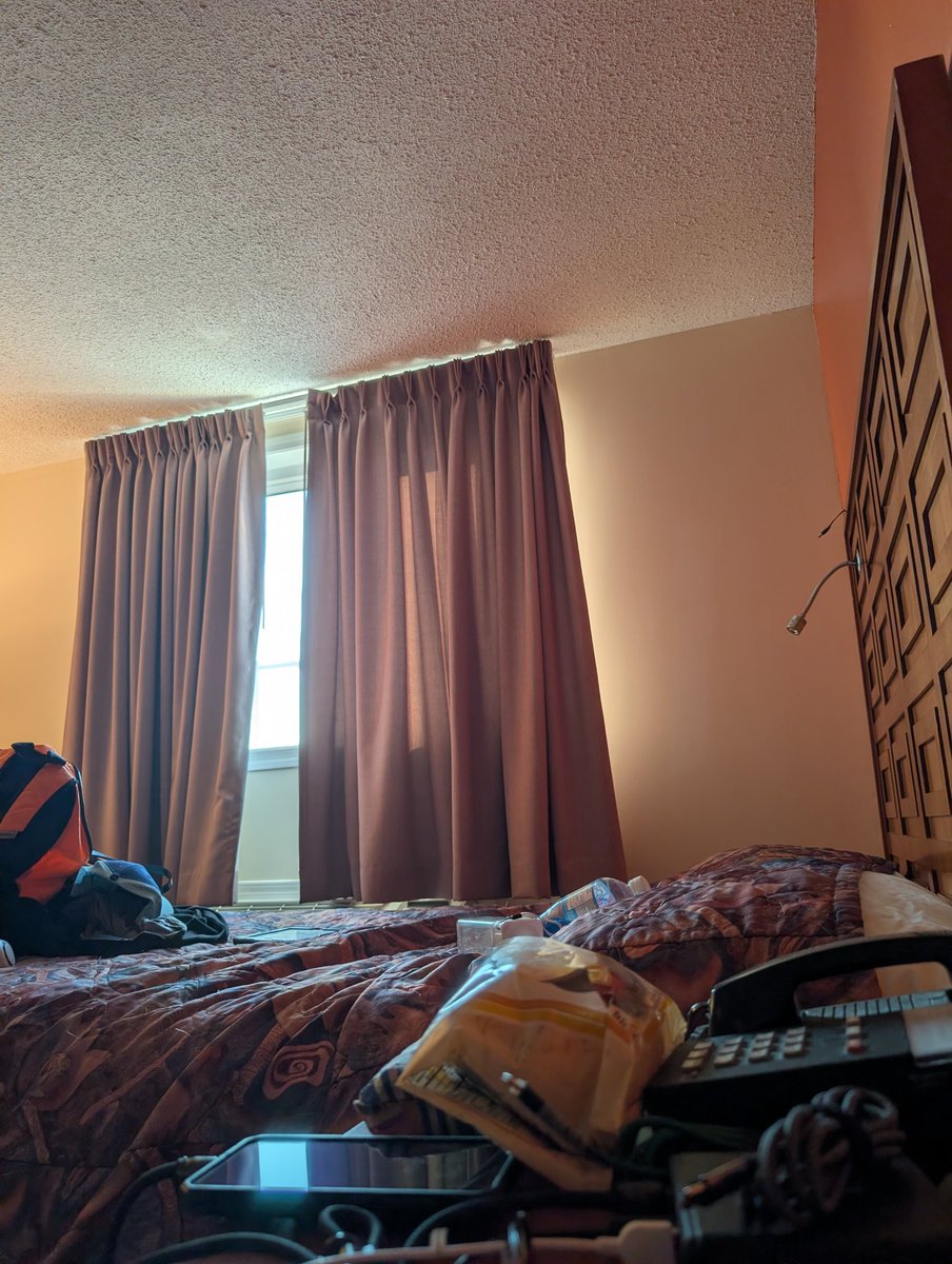 copperPWrench's tweet photo. First hotel be a bit sketch but hey it's something at least.  Good Night sleep then a 12hr drive to @fureh! Excitement is really building up!!! #fureh #roadtrip #furries #edmonton #alberta #furcon #imfuckintired https://t.co/N9ejMQt5nA