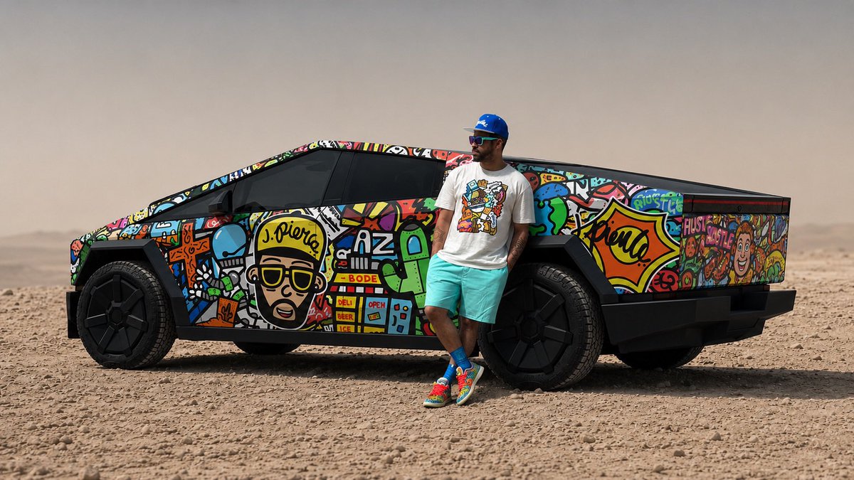 iamjpierce's tweet photo. .@elonmusk I been blowing up the @Tesla team about my art &amp; being apart of events! Hope I can one day! Proud owner of my new Cybertruck! My Cybertruck will be wrapped in a week or so! 👨🏽‍🎨🖌️🎨🙏🏽🙌🏽❤️🌎🌎🌎🌎

#jpierce #tesla #cybertruck https://t.co/EAqK0uMrCN