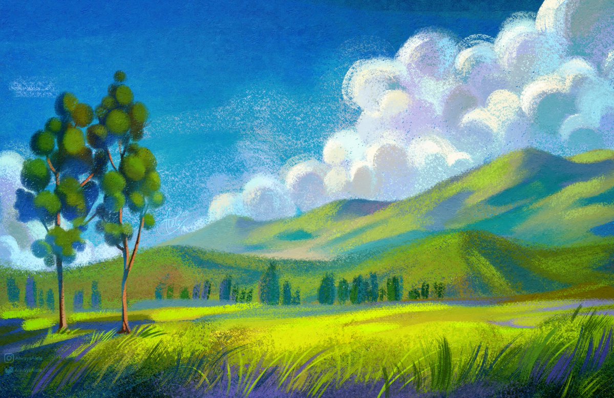 AlwaysAlele's tweet photo. otra practica de paisaje, inspirado en los cerros de mi ciudad #art https://t.co/apeybLr9Bu