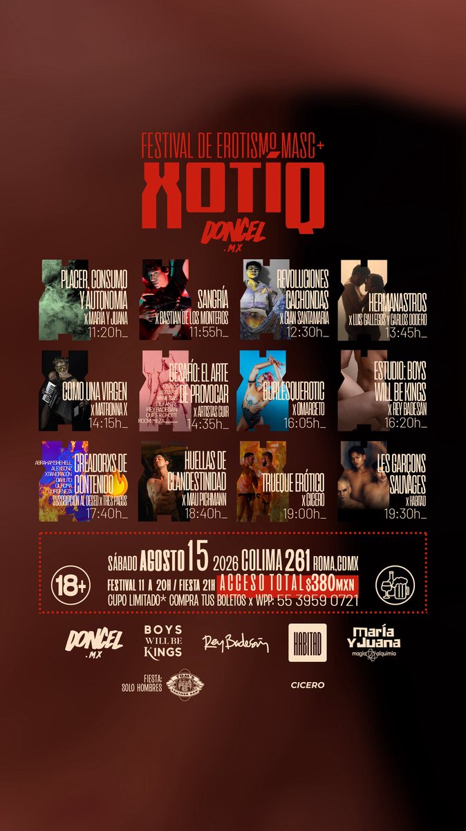 DONCEL_mx's tweet photo. 🔥FESTIVAL XOTÍQ DONCEL🔥
¡Cupo limitado, compra tus boletos ya!
🔞 Todo el programa, boletos e info: https://t.co/uxsgmnK4sG
Invitado especial: @bastiandlm https://t.co/KG4zPnpfuK