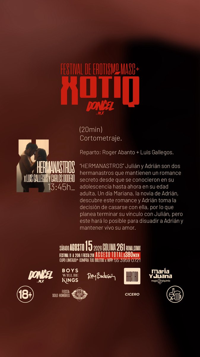 DONCEL_mx's tweet photo. 🔥FESTIVAL XOTÍQ DONCEL🔥
¡Cupo limitado, compra tus boletos ya!
🔞 Todo el programa, boletos e info: https://t.co/uxsgmnK4sG
Invitado especial: @edr_fotografia https://t.co/t22aKGeERV