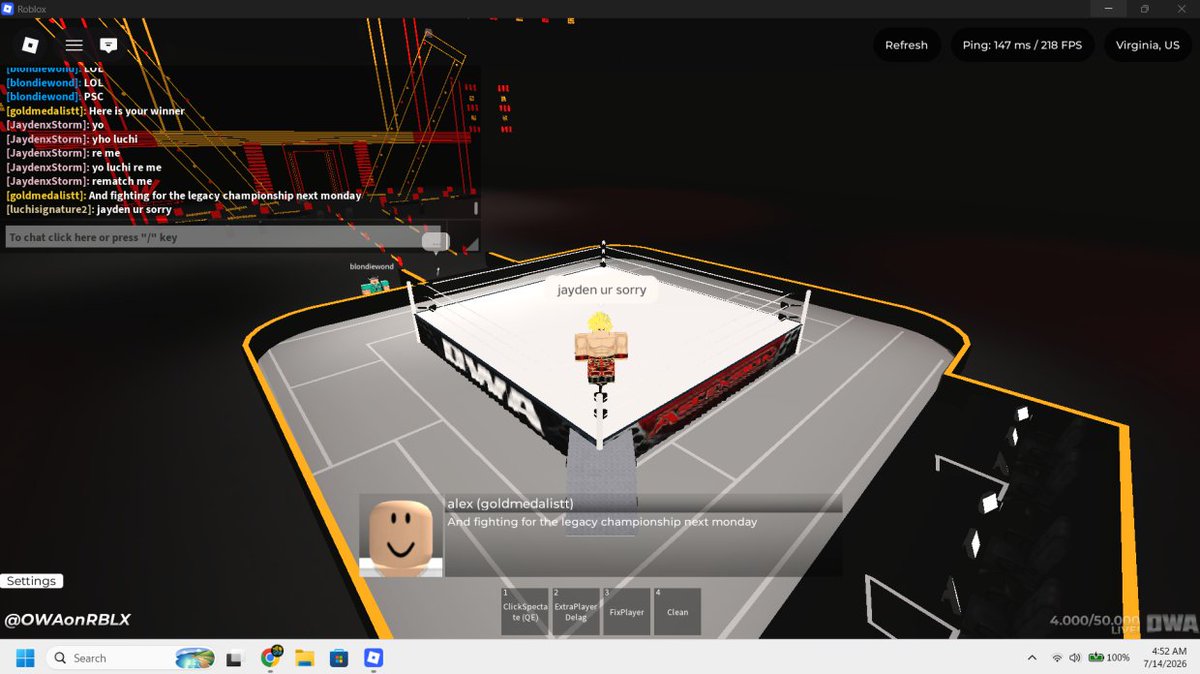 luchisignature2's tweet photo. #AndNew OWA! Legacy Championship N1C!
El conquistador volvió a derrotar a sus oponentes, no me rendiré pronto. 🇪🇸
(gg a mis oponentes en el desafío.) @OWAonRBLX https://t.co/ZavxppjApZ