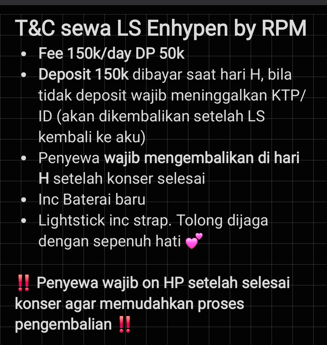 Rentwith_PM's tweet photo. WTR / Want to rent Lightstick Enhyphen 

💸150k/LS
Avail Ver 1 ✅️✅️
COD Venue https://t.co/5OLB4nclBC