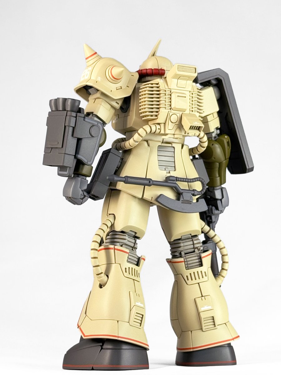 Fei_Hung's tweet photo. MSDのザク・デザートタイプ
基本工作とともに全体的にディテールを潰した程度で素組
塗装はまるっと水性ホビーカラー瓶生（一部タミヤエナメルとファレホ）

#ザク
#ガンプラ https://t.co/kAugXB29oe