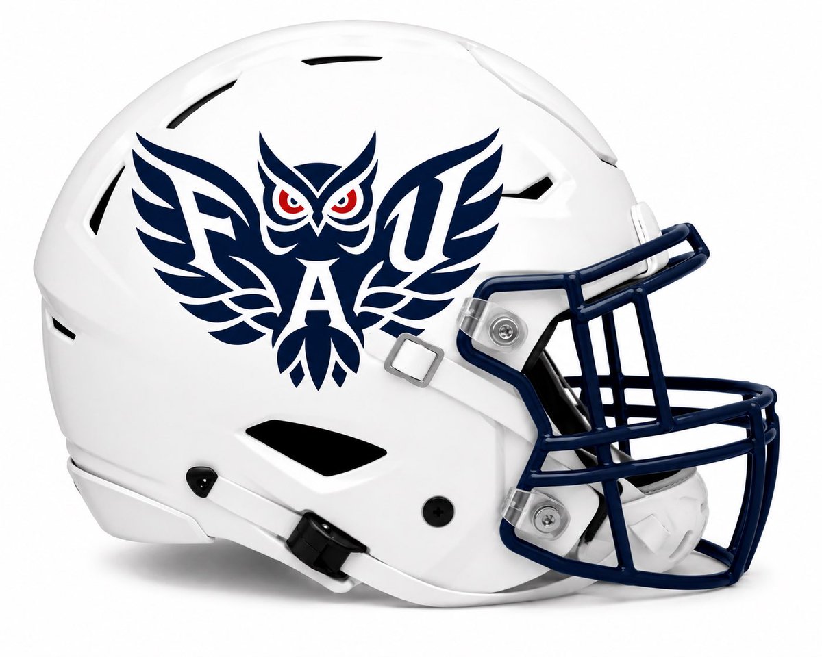 TimothyConnolly's tweet photo. @FAUFootball @CollinRogers18 I will be releasing a new cfb helmet design daily until the start of the season, if you like football helmet design, give me a follow @TimothyConnolly , tell me what you think. Here is Florida Atlantic. https://t.co/fvBC5XDbmo
