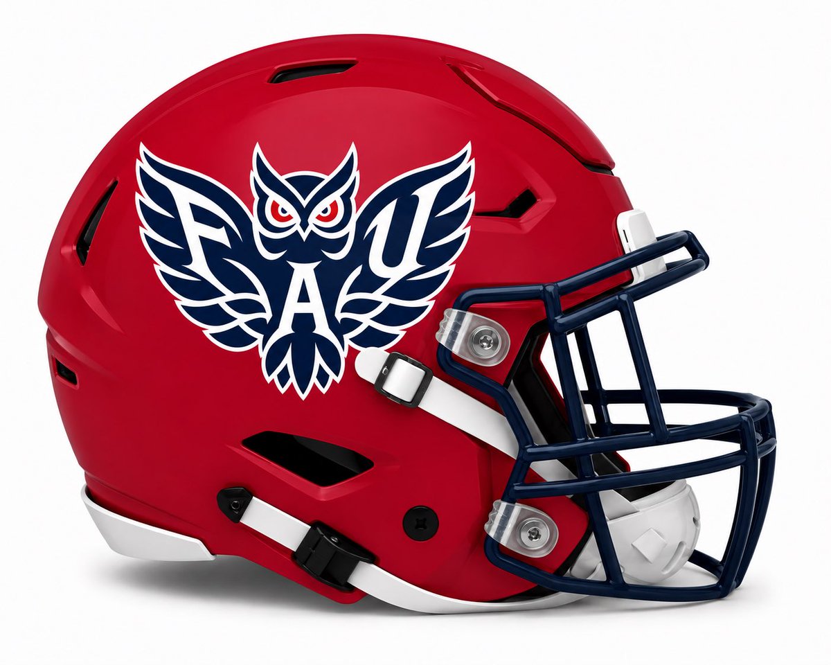 TimothyConnolly's tweet photo. @FAUFootball @CollinRogers18 I will be releasing a new cfb helmet design daily until the start of the season, if you like football helmet design, give me a follow @TimothyConnolly , tell me what you think. Here is Florida Atlantic. https://t.co/fvBC5XDbmo
