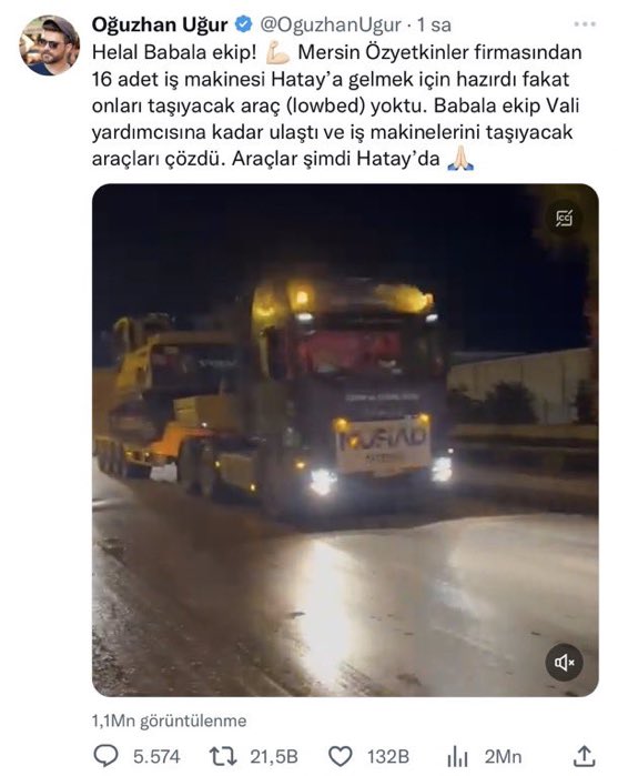 slmhktn's tweet photo. Oğuzhan Uğur, Müsiad Mersin şubesinin getirdiği üzerlerinde Müsiad yazan iş makinalarını kendi digital kanalının gibi gibi göstermişti. 

Bunlar MÜSİAD tarafından getirildi diyen hesaplar da linç edilmişti. https://t.co/VKh2fS4ReD