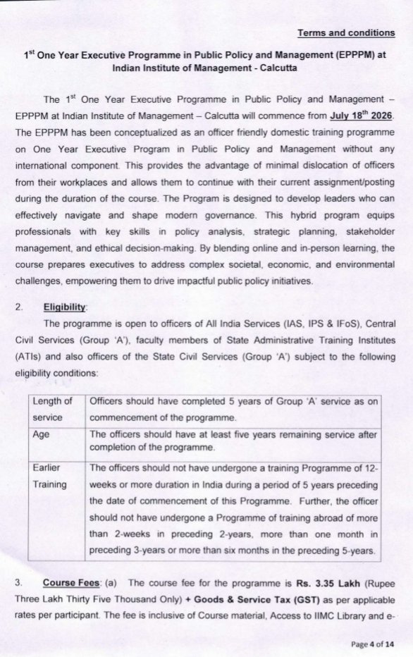 h_pongilath's tweet photo. Department of Personnel &amp; Training: Long Term Domestic Training Programme “One Year Executive Programme in Public Policy &amp; Management (#EPPPM) by Indian Institute of Management, Kolkata 
#IIMC https://t.co/zyuGEbqeYP