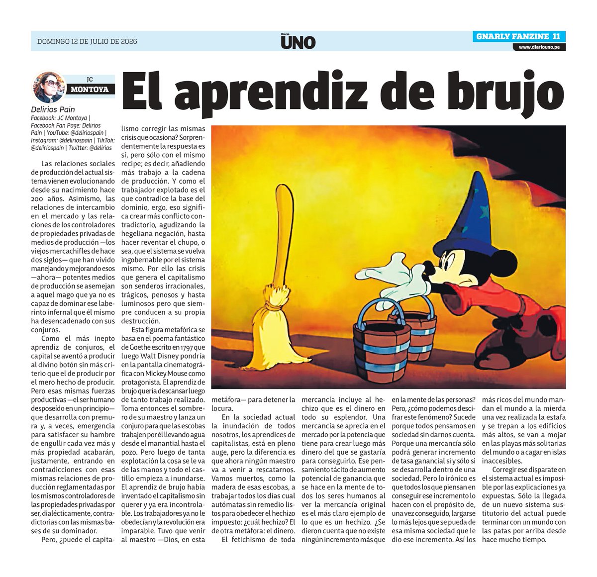 delirios's tweet photo. Publicado en Diario Uno el domingo 12 de julio de 2026
Gnarly Fanzine
JC Montoya - Delirios Pain 

Texto completo en el link ►►► https://t.co/ZuhIYixjTK https://t.co/I01iIh06px