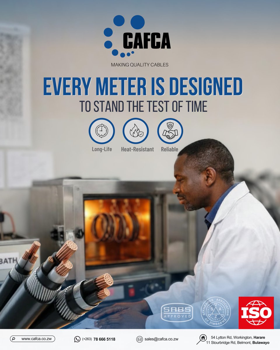 CAFCAzw's tweet photo. ⏰Time reveals true quality.
Before a CAFCA cable reaches your project, it undergoes accelerated ageing tests to the test of time and harsh weather conditions.🌞🌵
✅ Accelerated Ageing Tested
✅ Built for Long-Term Performance
✅ Trusted Since 1947
.
#CAFCA #BuiltToLast https://t.co/OhOyNWEHO8