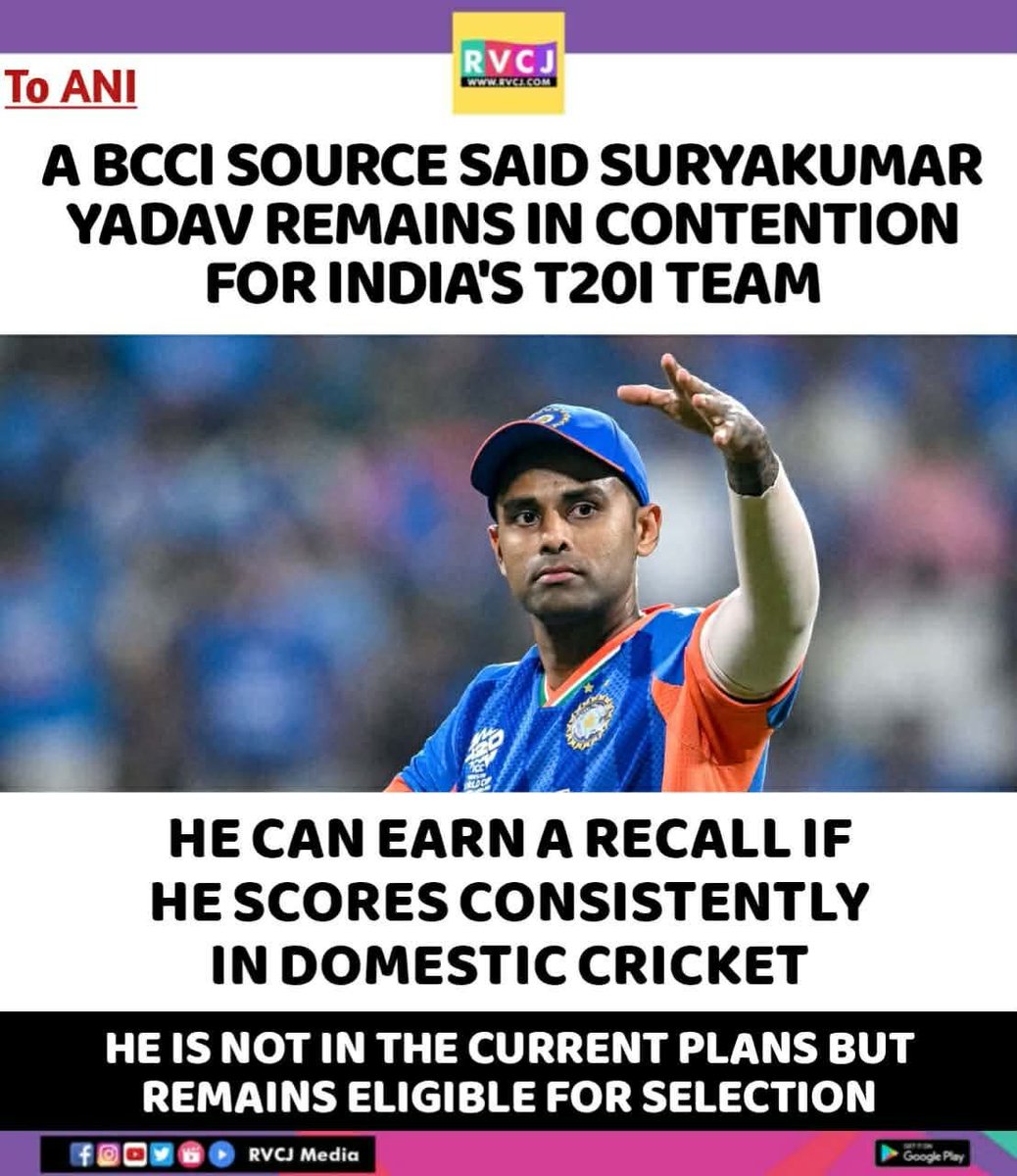 RVCJ_FB's tweet photo. Will Suryakumar Yadav make a comeback in T20I team? https://t.co/0SOUODFMhS
