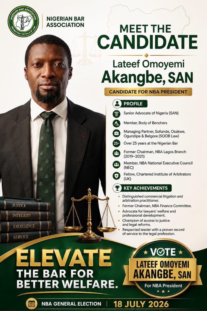 mladasigwung's tweet photo. Yemi Akangbe is simply amazing and outstanding. You can't speak with Yemi and will not immediately feel like elevating the Bar. He is a Leader of rare breed. I have unfailing faith that Yemi Akangbe's Presidency of the Bar will make the Bar noble again https://t.co/zjBlB6Uorm