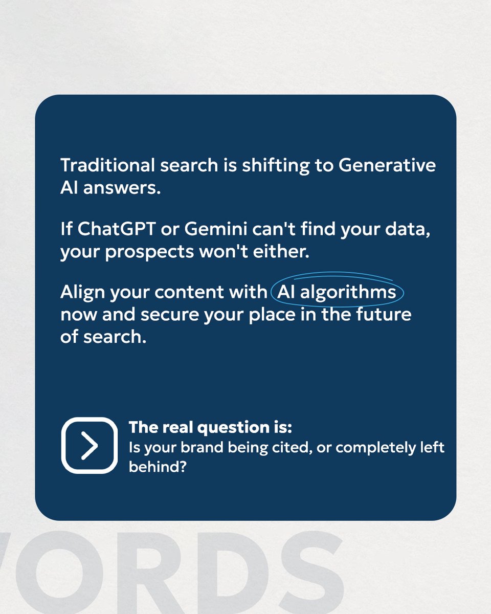 twitchtime's tweet photo. People once searched Google.
Now they ask AI.

If AI can't find or understand your business, your customers may not either.

Is your brand ready for AI search?

#AIVisibility https://t.co/j5ltBDf6Hr