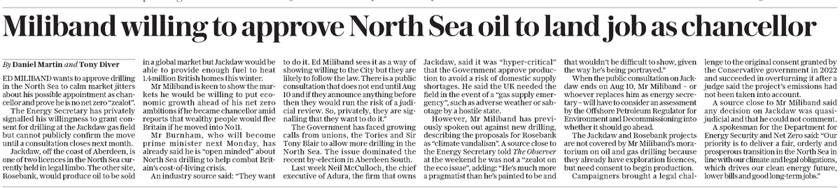AgentP22's tweet photo. So the plan to stop Net Zero lunatic Ed Miliband destroying North Sea oil and gas is... to make him Chancellor, where he could damage the entire UK economy instead?

I genuinely had to check it wasn't April 1st. https://t.co/FBBJ2VOe2n