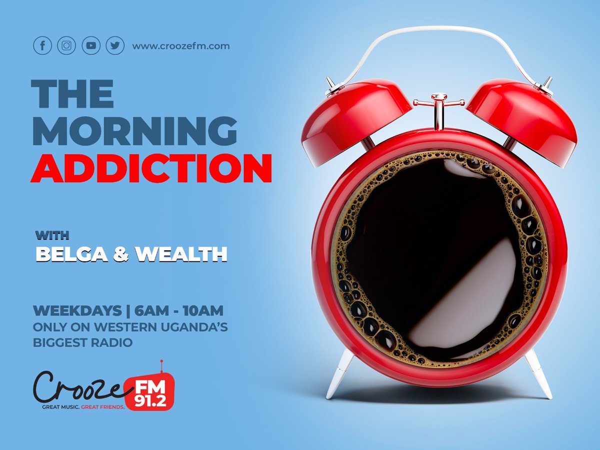 912CroozeFM's tweet photo. THE MORNING ADDICTION 

Welcome to yet another edition of #TheMorningAddiction with @BelgaLive1997 , @WealthLydia and @AmosBoom7 

It’s a Tuesday and we are here to give you lit vibes, seal the hour in the comment section 

DAILY MOTIVATION:

“Prioritize Progress, Not Perfection Keep moving forward without the pressure of having everything go exactly as planned”.

https://t.co/AStWN0ZXul
#MorningAddiction
#CroozeFM
#Mbarara