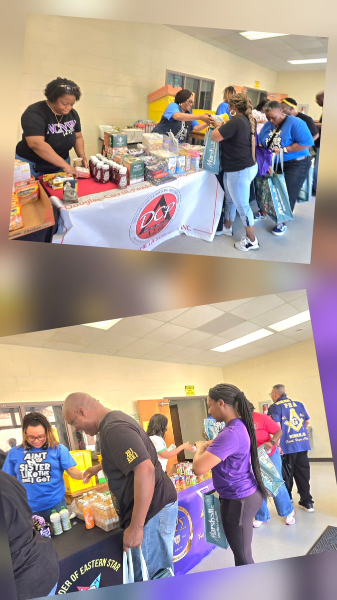 KimCayetano4's tweet photo. Principal Silas of Herschel Jones Middle School, appreciates the Paulding United Food Pantry (PUFP) members/volunteers. 
#HJMS💛PUFP
#ItTakesAVillage https://t.co/6CNg2GCNk6
