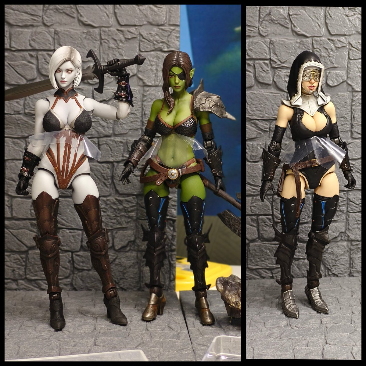 WHanshin's tweet photo. A few bodies that were shipped out to my customers this week. Nothing new, just basic bikini armors in different colors and variations.
(Plastic sheet to prevent torso scraping)

#mythiclegions
#ファンタジーフィギュアで遊ぼう https://t.co/shDcsV9nUB
