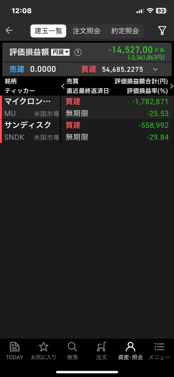 ken11ken's tweet photo. 信用米国株含み損
マイクロン-1782871円
サンディスク-558992円
計-234万円
上がってくれーーー https://t.co/ZDxVNTiTt5