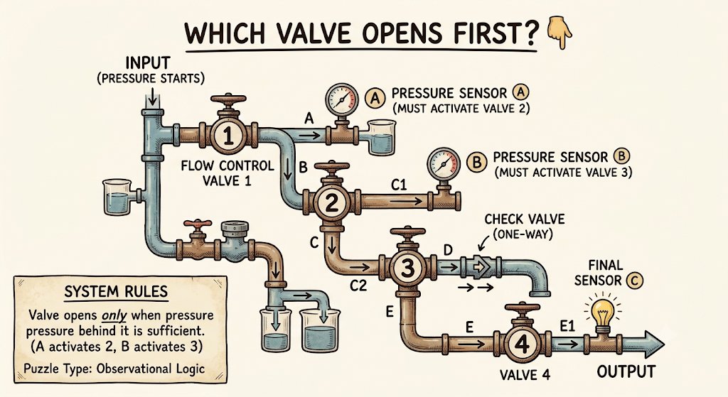 KJJune_'s tweet photo. Look closely. 90% of adults fail this systems puzzle because they overcomplicate the mechanics, but an observant 8 year old can solve it in seconds.

Which valve opens first? 👇 https://t.co/rYZoJNTnIe