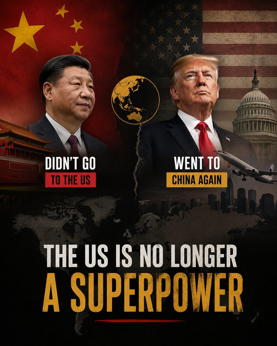 AnyaLi66's tweet photo. 🇨🇳🇺🇸 Trump’s repeated visits to China, while Xi Jinping stays away from Washington, are fueling debate over a changing global power balance. Is America’s dominance beginning to fade?

#China #UnitedStates #Trump #XiJinping #Geopolitics #GodMorningTuesday #HRDerby #ValkoIsLoved https://t.co/k0kXiDTIUJ