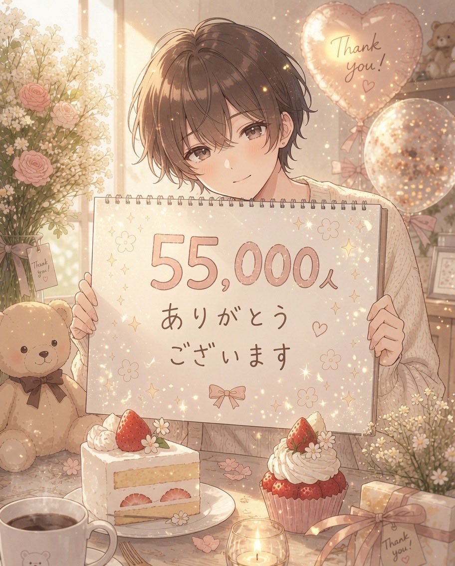 Toyoukaimekki's tweet photo. こんにちは☀️✨

気づけば…

フォロワーさん55,000人を超えていました🥹🎉

いつも見てくださる皆さん、
いいねやリプライ、リポストで支えてくださる皆さんのおかげです🍀

本当にありがとうございます☺️🤍

これからもマイペースに、
「ほっとする時間」と「美味しそう！」をお届けできるような投稿を続けていきます🧁💕

いつも応援してくださる皆さんへ、感謝の気持ちを込めて🥰🌸

これからもよろしくお願いします🍀