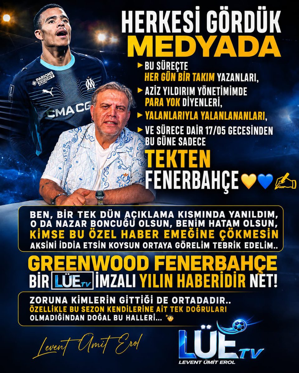 lue_tv's tweet photo. VARAN 1 İSMAİL KARTAL (YILIN HABERİ) 
VARAN 2 GREENWOOD ;YILIN HABERİ ) 
Her ikisinde de ;
Via @lue_tv By @leventumiterol 💛💙✍️✅ https://t.co/VPIqG5Qugy