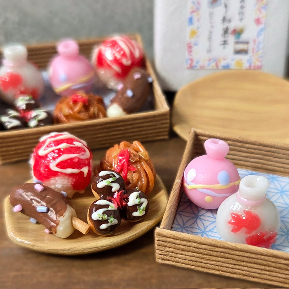 夏といえば夏祭り～♪︎ 屋台モチーフの和菓子を制作いたしました