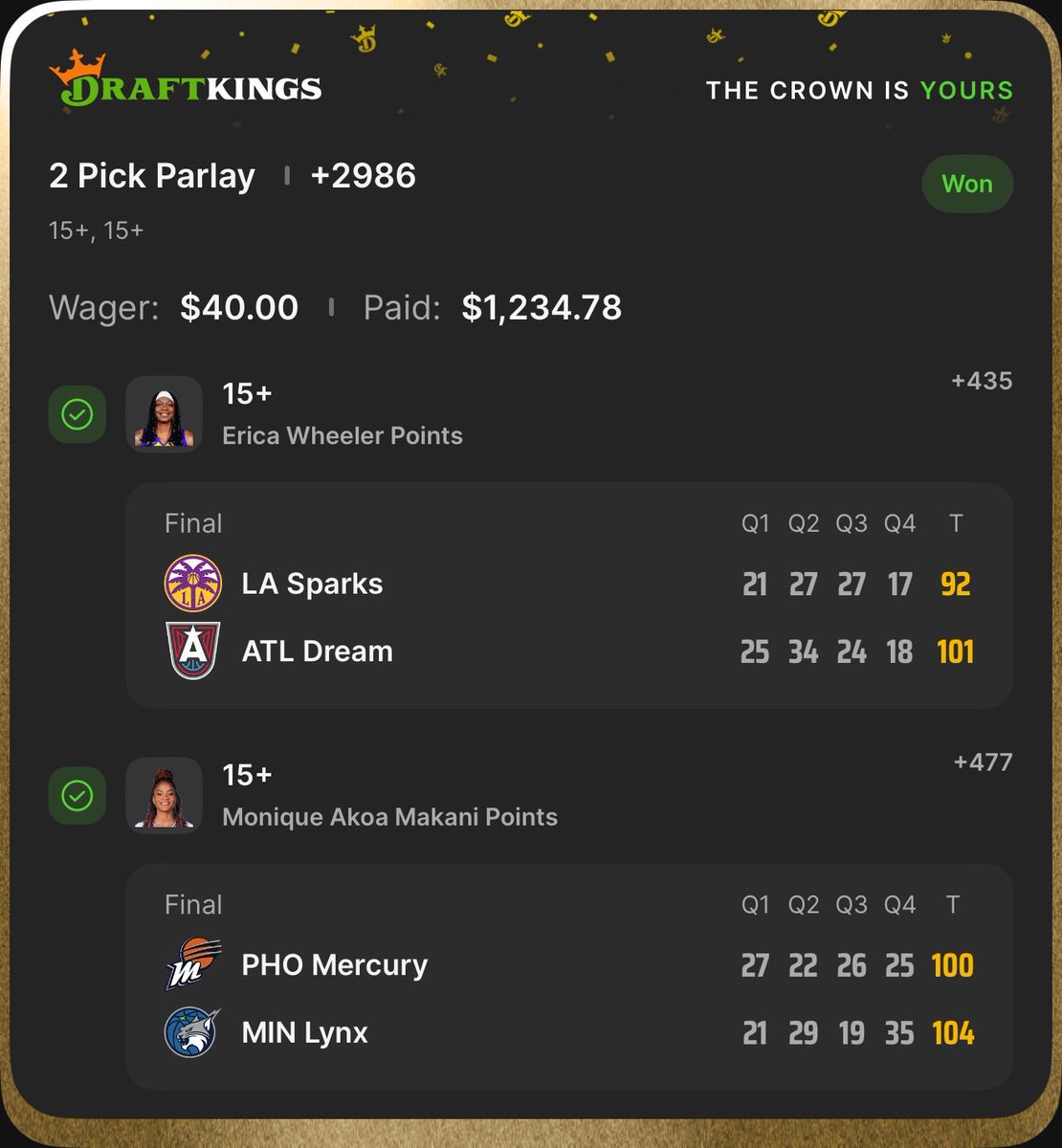 uzi_bets's tweet photo. In other news, I had another decent day in the W 🤝

+2986 ✅💰
+964 ✅💰
+750 ✅💰
+225 ✅💰

Starting to stack good days again! Over +6u today with some SL slips still waiting and a couple hooks away from a massive day 💔

Be sure to join the discord for all of my plays. Code OOZIE for 50% this month is still available so go ahead and join up 🫡 @ParlayOleBet
