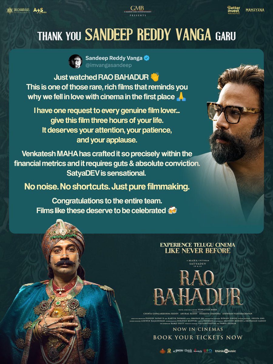 Prabhas_Anwar2's tweet photo. Director sandeep reddy vanga garu about #RaoBahadur movie 🥵 https://t.co/8CA8G30E0h