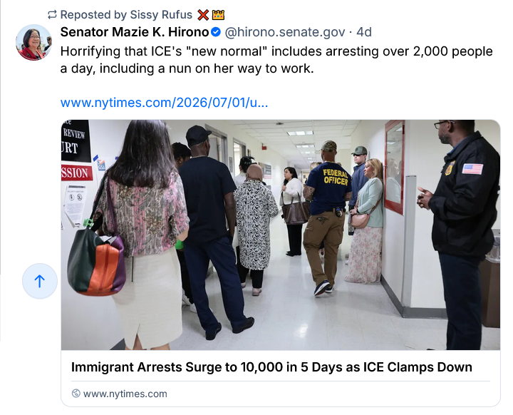 ritchiepage2001's tweet photo. Gordie Howe ?

ICE arrests 10,000 in 5 days

https://t.co/pxeL4PiG9M

ICE arrests 10,000 illegally in US in 5-day span

https://t.co/aKF4cUu30o

#Project2025 #TechBros #CorpMedia #Oligarchs #MegaBanks vs #Union #Occupy #NoDAPL #BLM #SDF #DACA #MeToo #Humanity #FeelTheBern https://t.co/d9jX2zHDW9