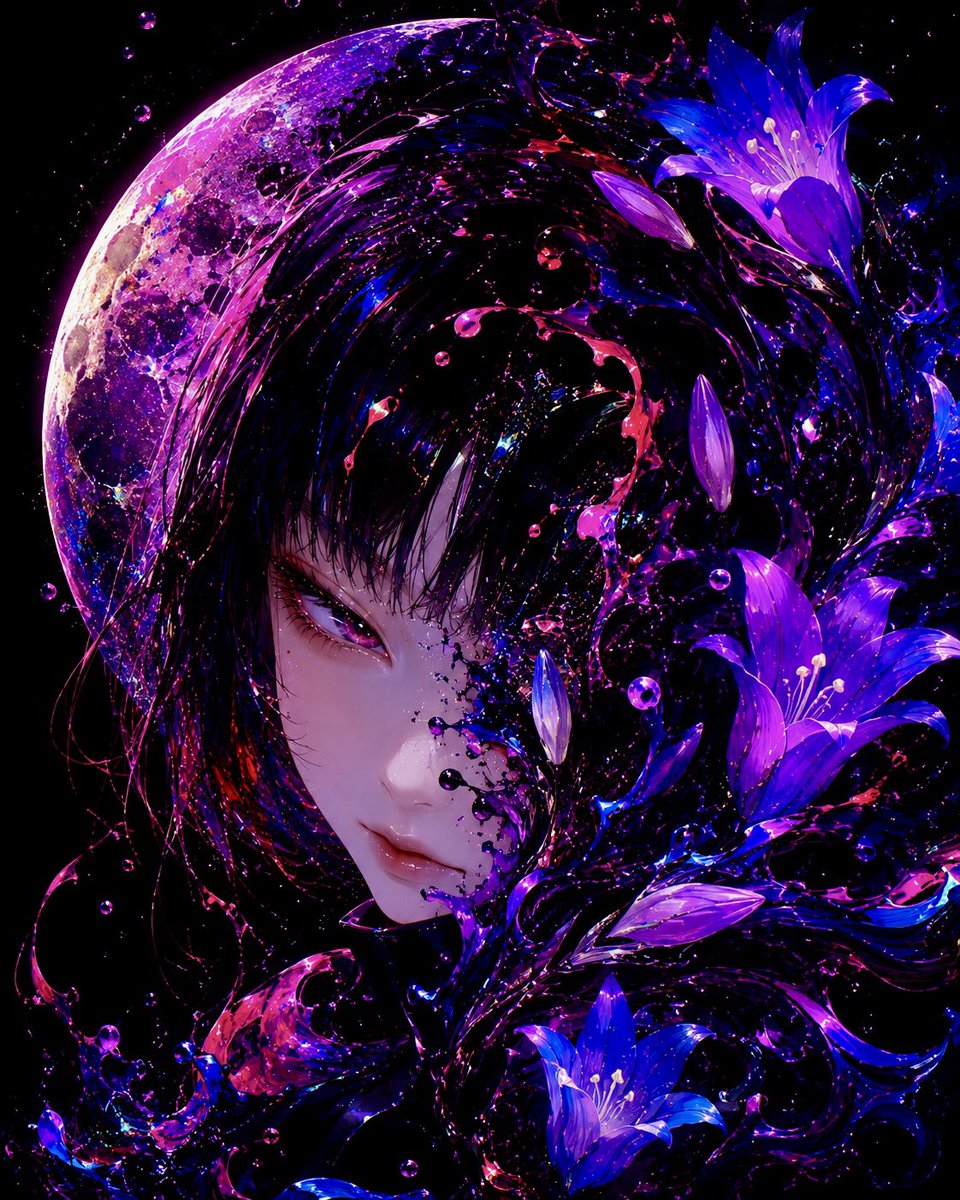 🌙 #AI月下幻想🌙 参加します！🐰 ▶︎ 紫月に咲く