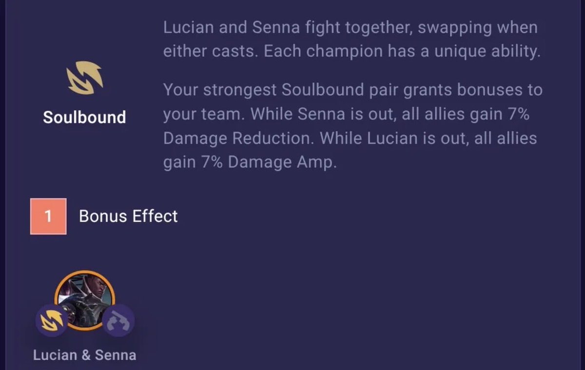 flowersfromivy's tweet photo. so, this new tft season is based on lore, and has a "soulbound" trait for paired champions acting as one. senna and lucien, for example, have one. and so do jayce and viktor. do with that what you will https://t.co/9aOQ8S8jix