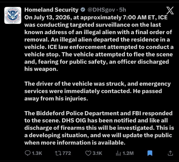 SharonKwan007's tweet photo. @Richard80024379 @taylor_kangaroo @mhdksafa He didn’t try to run them over with his car, though, based on DHS statement.

“The vehicle attempted to flee the scene and, fearing for public safety, an officer discharged his weapon.” https://t.co/hR98TnUGry