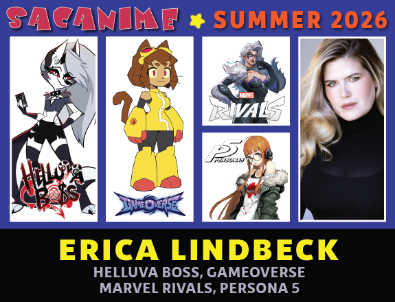 SacAnime's tweet photo. Erica Lindbeck will be at SacAnime Summer! 

Erica Lindbeck can be heard in #Persona5, #FinalFantasy7Remake, #HiFiRush, #DemonSlayer, #MyHeroAcademia, #HelluvaBoss, #TheOwlHouse, #SpidermanPS4 and many more! For news &amp; announcements, find Erica on Twitter &amp; Instagram. https://t.co/mOmo1KAGmB