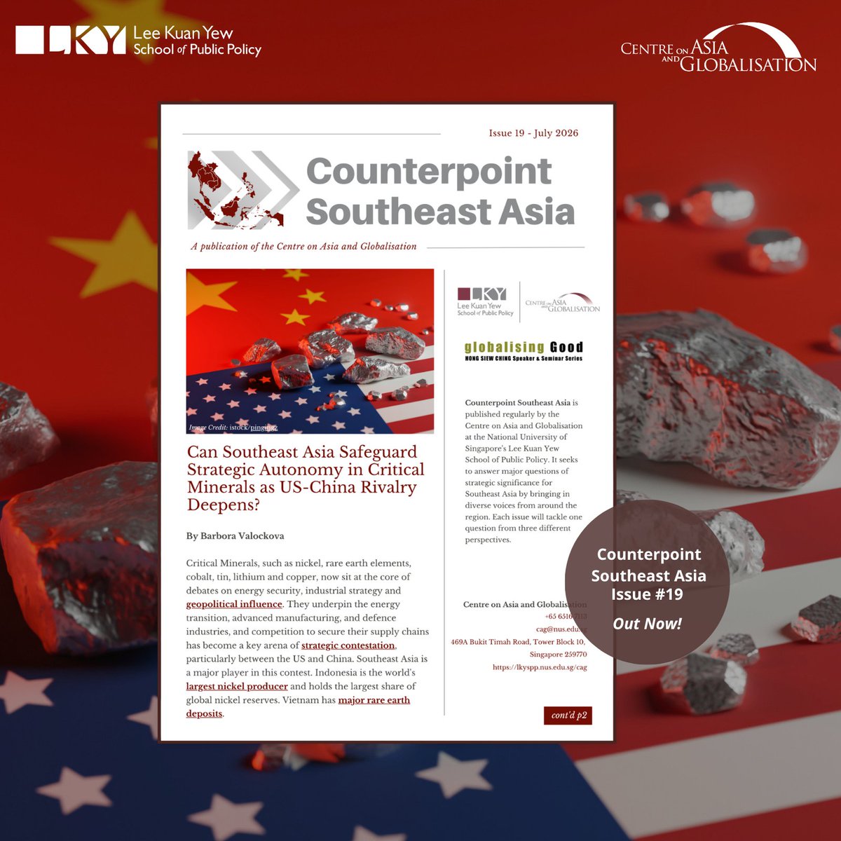 CAG_LKYSPP's tweet photo. #CounterpointSEA Issue 19 is out now! 📘
Can Southeast Asia Safeguard Strategic Autonomy in Critical Minerals as US-China Rivalry Deepens? Featuring essays by Vlado Vivoda, Trissia Wijaya, and Angela Tritto.
Full issue: https://t.co/Q3Cl8LwL7I https://t.co/GnreNRZU6i