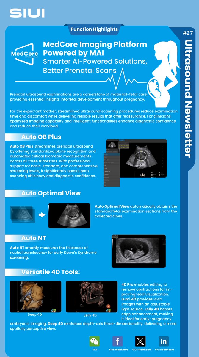 SIUIHealthcare's tweet photo. Prenatal #ultrasound is a cornerstone of maternal-fetal care, offering critical insights into fetal development at every stage of pregnancy. With the #MedCore imaging platform powered by MAI, we are making the process smarter, smoother, and more efficient. Check below!
#AI #OB https://t.co/3SMFYDhsOR