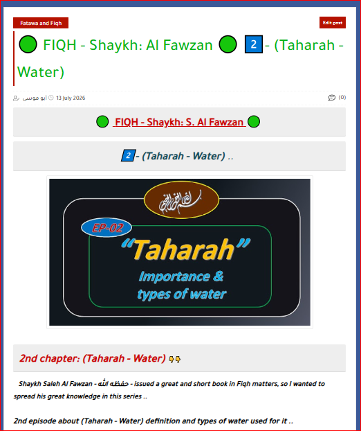 AbuMousaaa's tweet photo. WHAT IS IT ABOUT: 👇👇   
   2nd episode about (Taharah - Water) definition and types of water used for it ..

Topic link:👇👇 https://t.co/5bNDEG8eOA  

#Fiqh https://t.co/Kngb6GJMyY