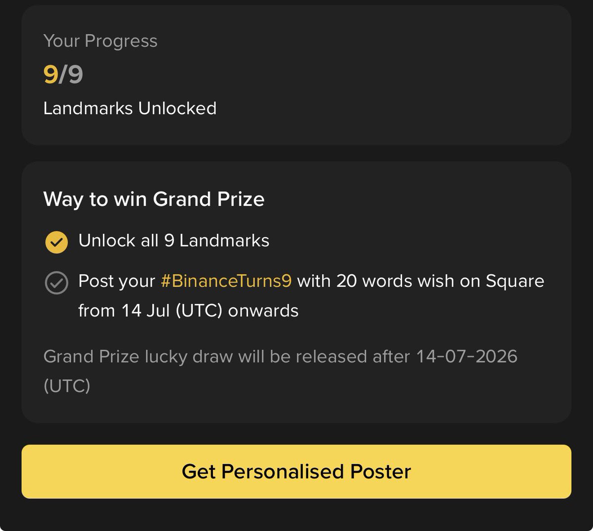 ox_Nafis's tweet photo. Alhamdulillah! 💛

Finally Unlocked Grand prize Upto 99.99 $BNB Box. I just received a 45 $KITE Token Voucher.

Thanks, Binance, for the reward! 💛
#BinanceTurns9 #Binance https://t.co/ihy8shHtRR