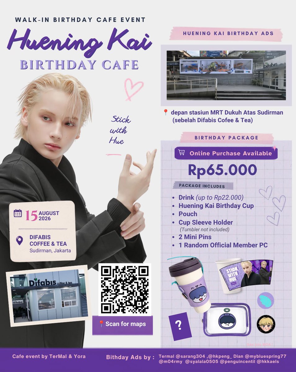 sarang304's tweet photo. 💜 Di hari yang sama, akan ada juga Huening Kai Birthday Ads by teman-teman MOA!

📍 Depan Stasiun MRT Dukuh Atas Sudirman (sebelah Difabis Coffee & Tea)

Yang mampir ke Birthday Cafe, jangan lupa foto bareng Birthday Ads-nya ya! 📸

See you MOA! 🫶🏻

Birthday Ads by:
TerMal, @sarang304, @hkpeng_, Dian (@mybluespring77), @m04rmy, @syalala0505, @penguincentil, @hkkaels

#HUENINGKAI #휴닝카이 #StickWithHue
