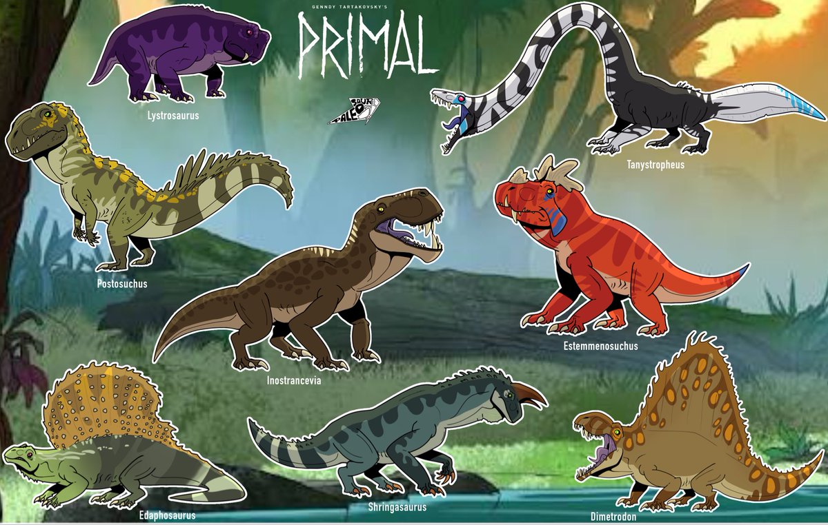 Paleo_Saur's tweet photo. Other creatures that are not dinosaurs
#dimetrodon #inostrancevia #edaphosaurus #tanystropheus #shringasaurus #postosuchus #estemmenosuchus #lystrosaurus #reptiles #primal #primalgennedytarttakovsky #series #adultswim #animated #fanart #digitalart #art #draw #drawing #carnivores https://t.co/FzbTa7pDE3
