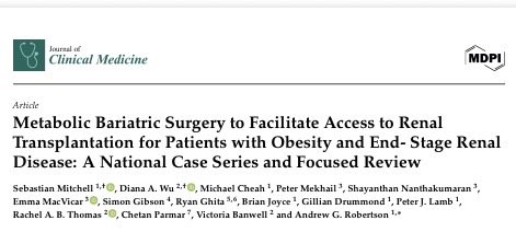 robertson__a's tweet photo. Pleased to share our latest paper- a national Scotland-wide study  🏴󠁧󠁢󠁳󠁣󠁴󠁿 on Metabolic bariatric surgery to facilitate access to renal transplant. 
https://t.co/1Cq2Y2vLzS…
@EdinSurg @drcdparmar @gilliandRD @BariatricBrian @SNanthakumaran @MekhailPeter @Rab_thomas @vicky_banwell https://t.co/X28WTqOBHF