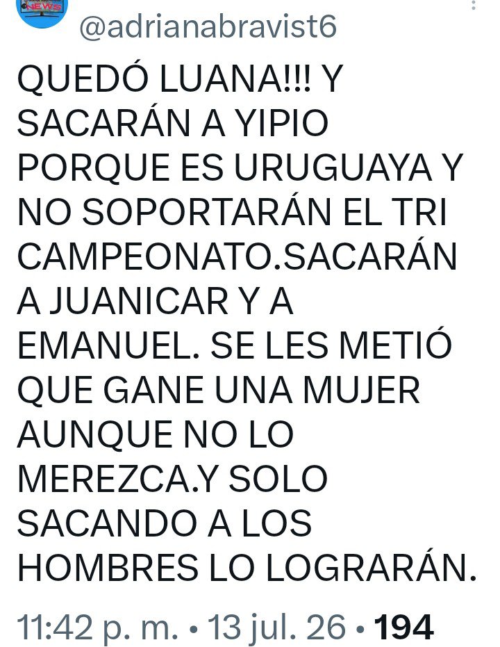 2020Stellamaris's tweet photo. #GranHermanoGeneraciónDorada #Granhermano #Telefe @SANTIAGODELMORO #DGO #Streams #LaCumbre #ADQST #Allaccess. OBSESIONADOS CON QUE GANE UNA MUJER Y ARGENTINA, VERDAD??? https://t.co/In7TMqHP9c