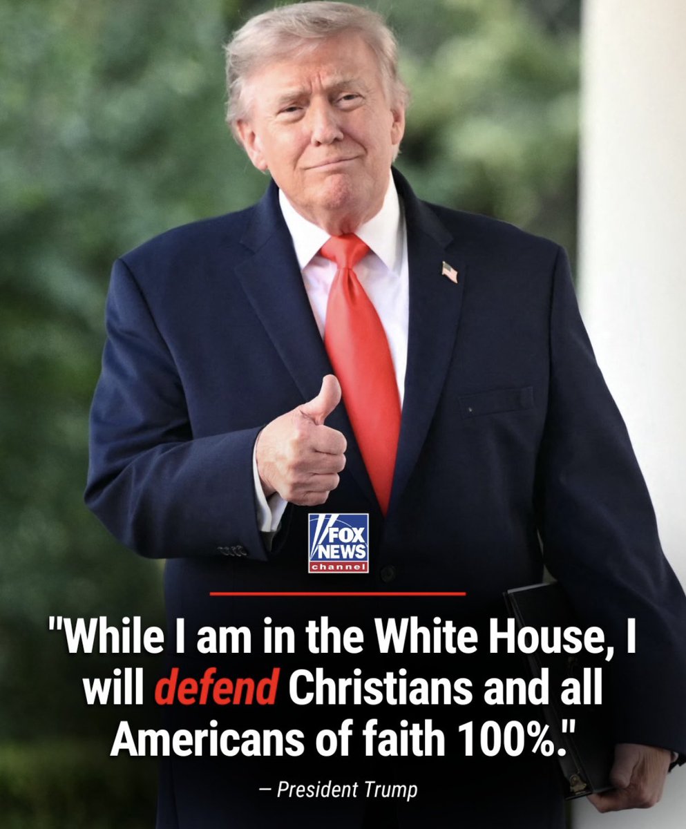 WellsJorda89710's tweet photo. 🇺🇸 President Trump just dropped a powerful message:

“While I am in the White House, I will defend Christians and all Americans of faith 100%.”
Trump is making it crystal clear — Religion is BACK in America, bigger and stronger than ever!
He declared:

“Religion is back in our country, bigger and stronger than it has been in many, many years. A great nation must have ‘religion’ and ‘God’ at its foundation.”
America First means Faith First! 🙏❤️
Who’s ready to see our country return to its roots?
#Trump2024 #Faith #Christian #GodBlessAmerica #Religion #AmericaFirst #MAGA #Trump #DefendFaith #MakeAmericaGreatAgain #Patriots #USA