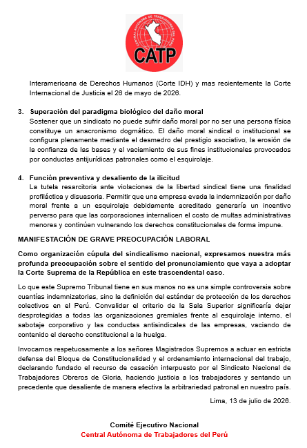 catpperu's tweet photo. La #CATPPerú presentó un #AmicusCuriae ante la Corte Suprema en defensa de la naturaleza colectiva del derecho de huelga. Lo que se decida marcará un precedente para la protección de la libertad sindical en el país. #DerechoDeHuelga #LibertadSindical https://t.co/8A5iK4iPzV