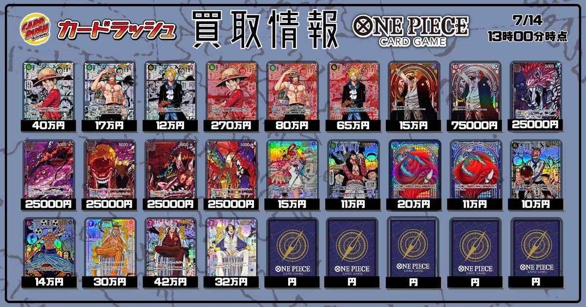 ワンピカード 買取情報 シャンクス SEC/SP パラレル 漫画背景 漫画絵