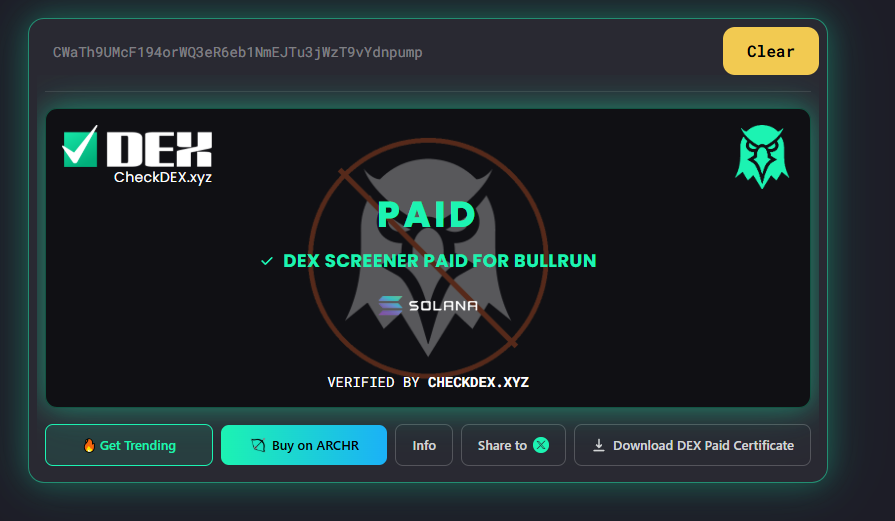 BULLRUN_DEV's tweet photo. Dex is paid! Confirmed by #CheckDEX

ca: CWaTh9UMcF194orWQ3eR6eb1NmEJTu3jWzT9vYdnpump

https://t.co/AXbQdgHjN8

Powered by @GetLitAi https://t.co/IW4SVWae5L