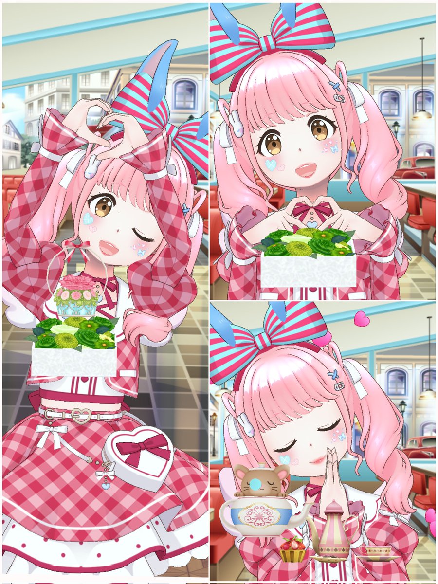 Yoさまご購入済　取手付きボックス 白色たまごを抱いたうさぎさんと ピンクのお花 朝から『🩷』たくさん感謝… 久しぶりのフラワーボックス、 フラワー