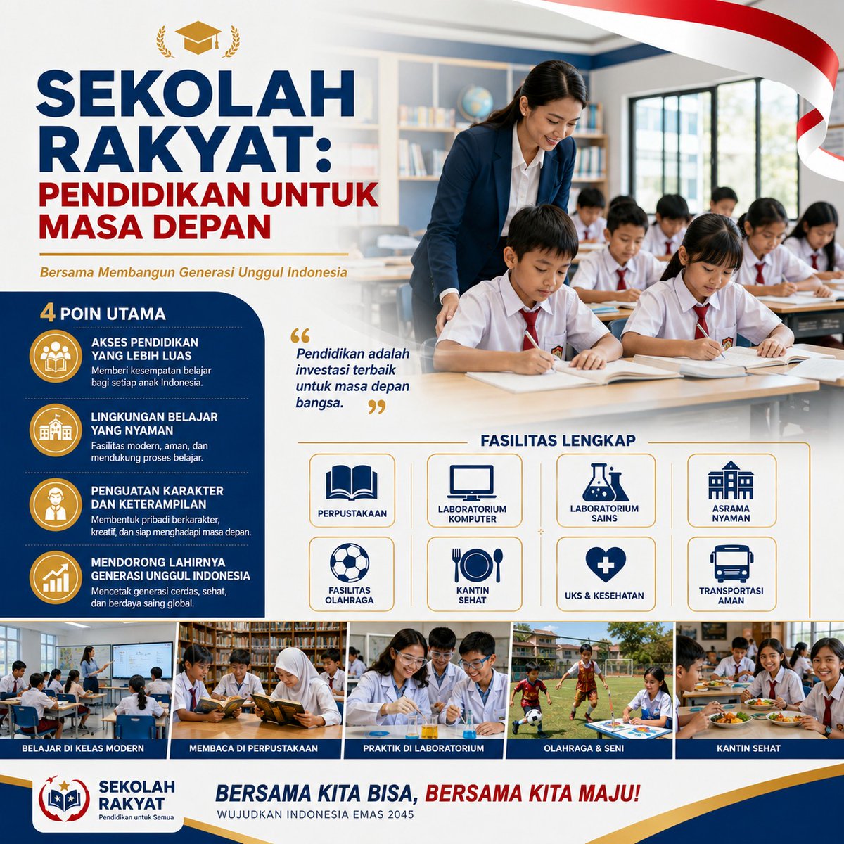 DiatmikaSyam's tweet photo. Generasi emas tidak   lahir dari keberuntungan, tapi dipersiapkan. Sekolah Rakyat wujudkan   pendidikan gratis 100 persen lengkap dengan asrama bagi anak kurang mampu   demi masa depan Indonesia. https://t.co/oZ0kKqCKwh